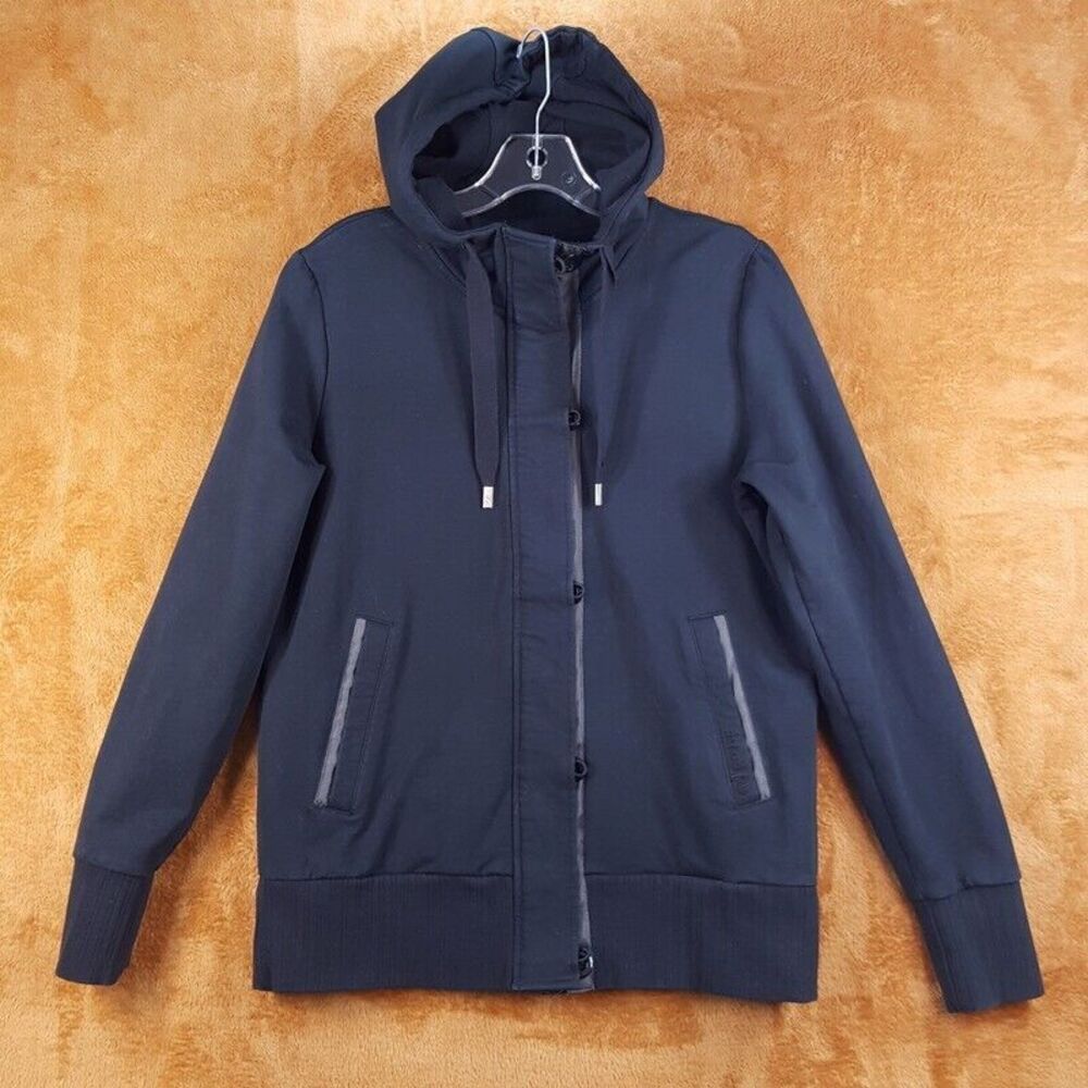THE NORTH FACE Womens Sweatshirt Large Black Zip Up Hoodie Cotton Blend Logo